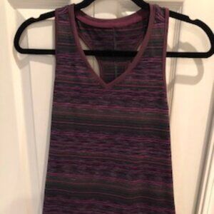 Running Room Athletic Activewear Racer Back Stripped Run Top Purple Pink Sz M